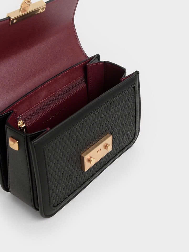 Woven Boxy Chain Strap Bag