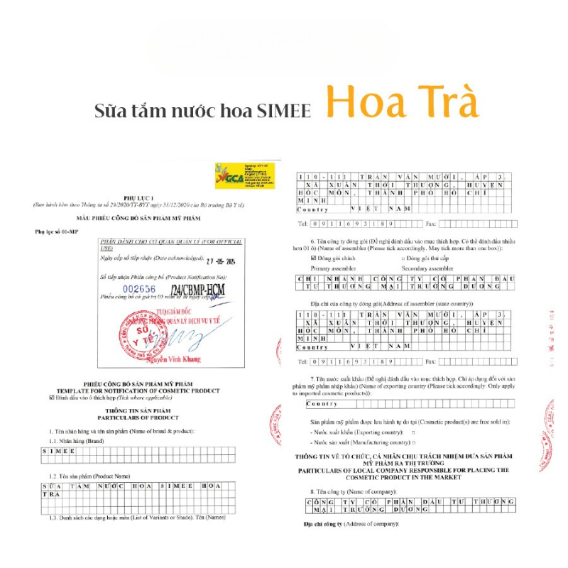 Sữa tắm hương nước hoa SiMee Hương Hoa Trà