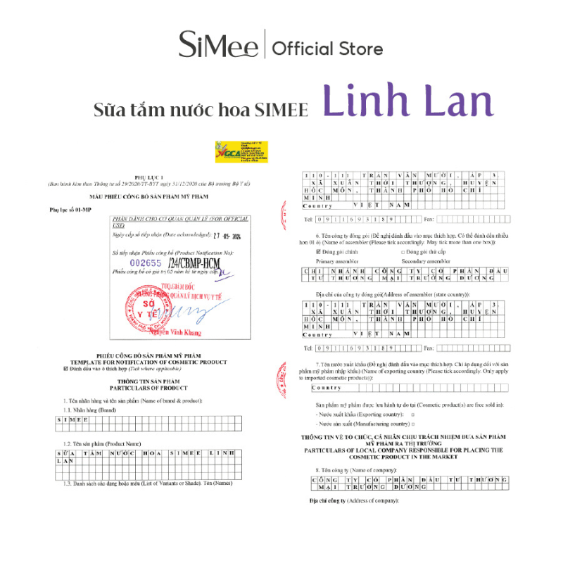 Sữa tắm hương nước hoa SiMee Hương Linh Lan