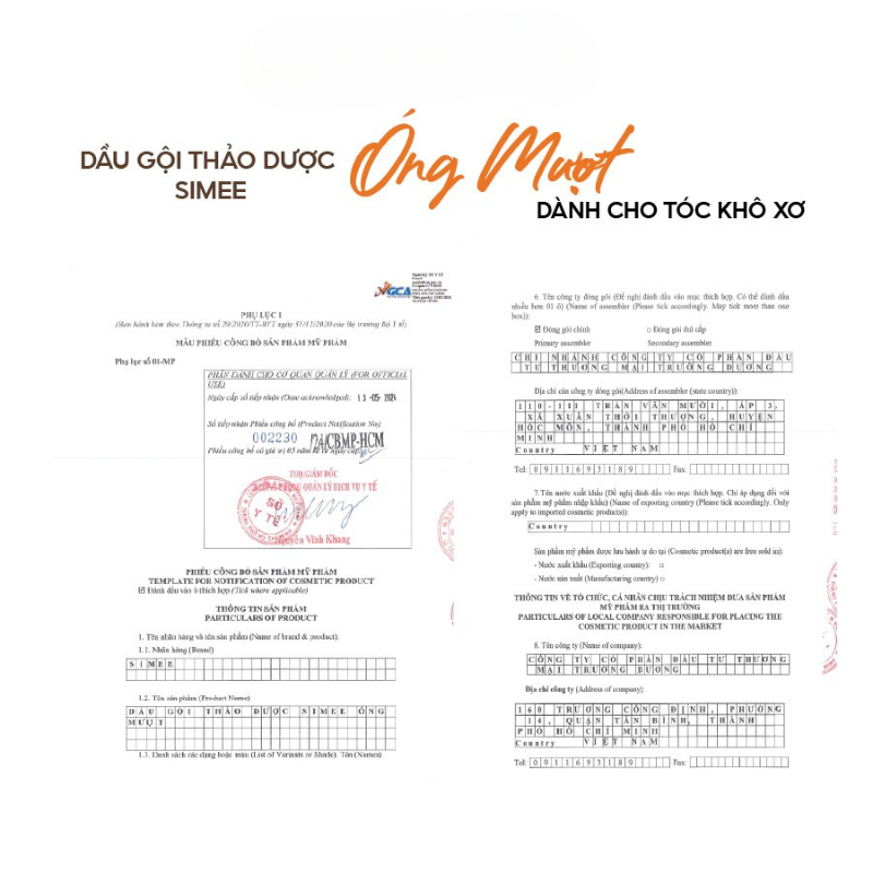 Dầu gội thảo dược Simee Óng mượt Dành cho tóc khô xơ