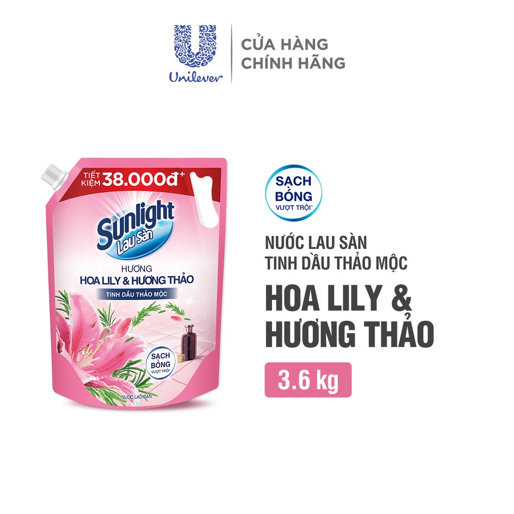 Sunlight Nước Lau Sàn Tinh Dầu Thảo Mộc - Túi 3.6 Kg