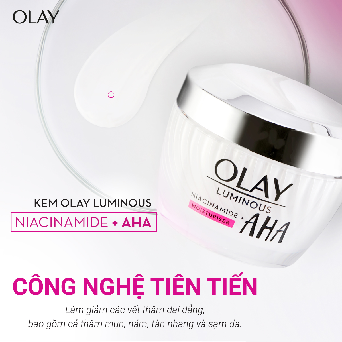 OLAY Luminous Kem Dưỡng Da Serum Niacinamide, Niacinamide + AHA Dưỡng Trắng Da Ngừa Thâm Nám 30g/50g