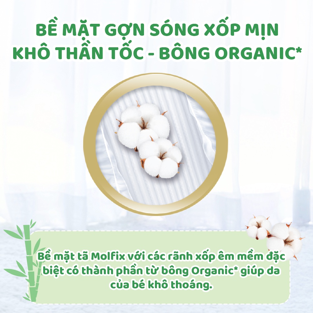 Tã/bỉm quần Molfix Thiên nhiên Ultra M (6kg - 11kg) - Gói 76+8 miếng