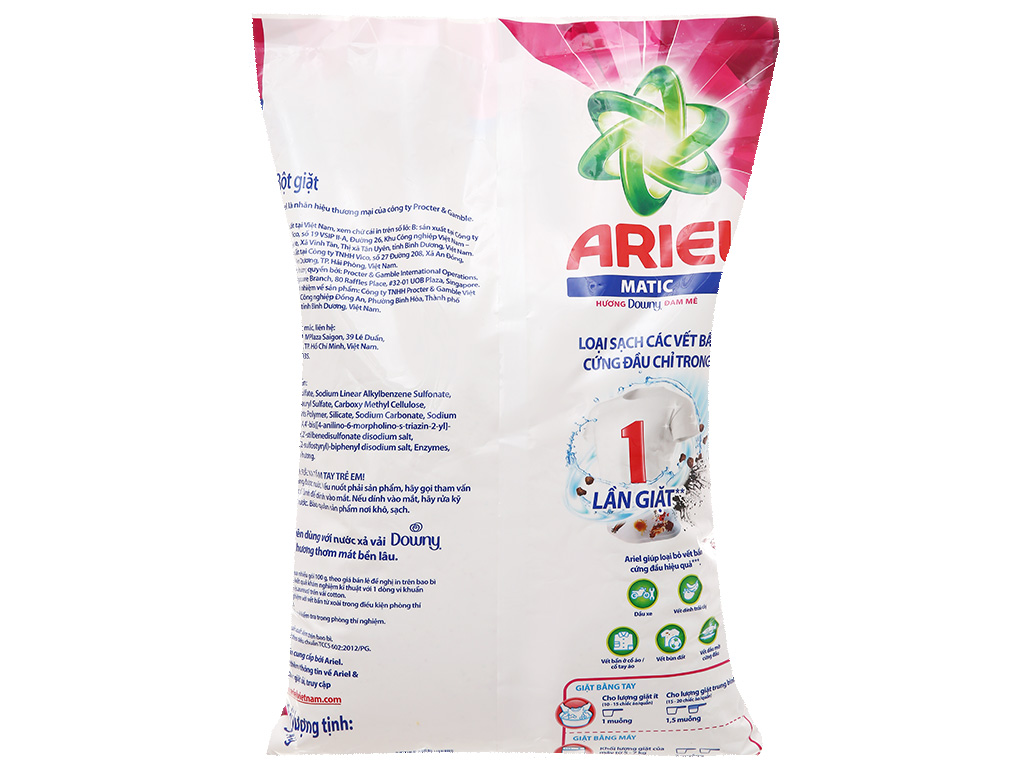 Bột giặt Ariel nắng mai, giữ màu, downy 5kg