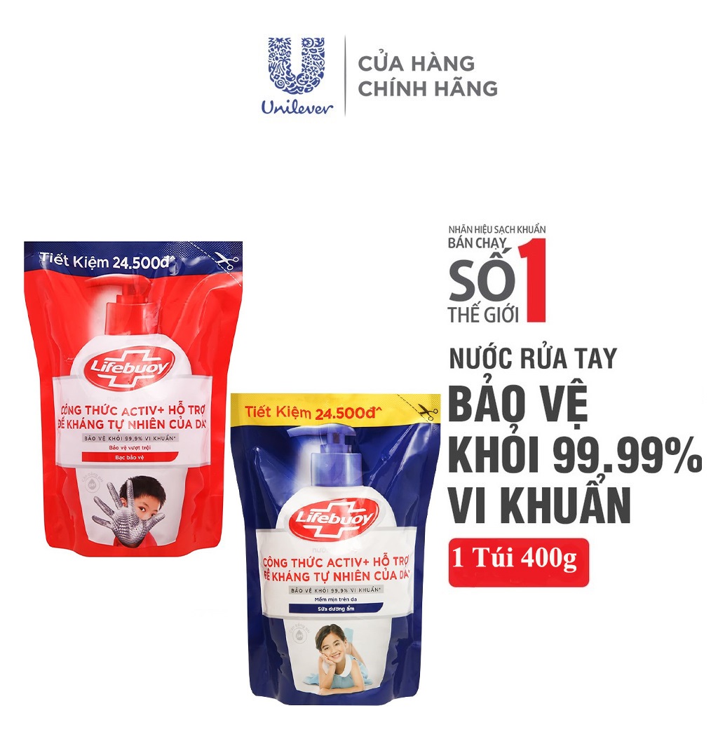 Lifebuoy bảo vệ khỏi vi khuẩn vượt trội túi 400gr