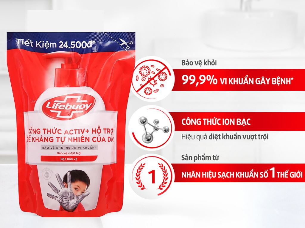Lifebuoy bảo vệ khỏi vi khuẩn vượt trội túi 400gr