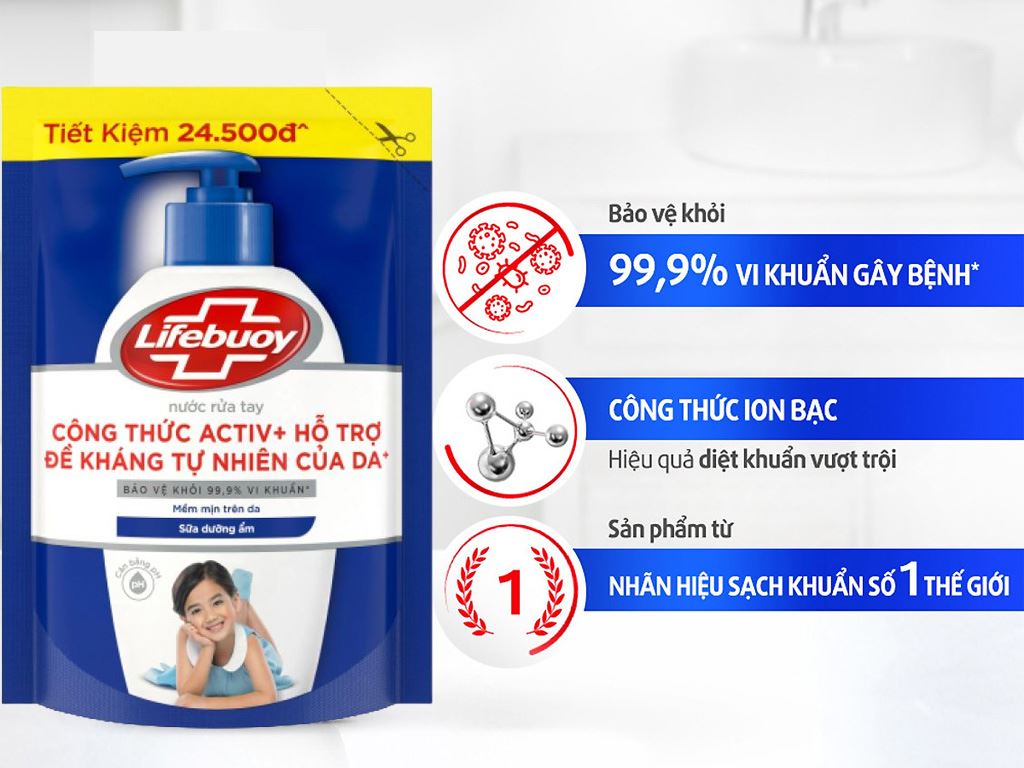 Lifebuoy bảo vệ khỏi vi khuẩn vượt trội túi 400gr