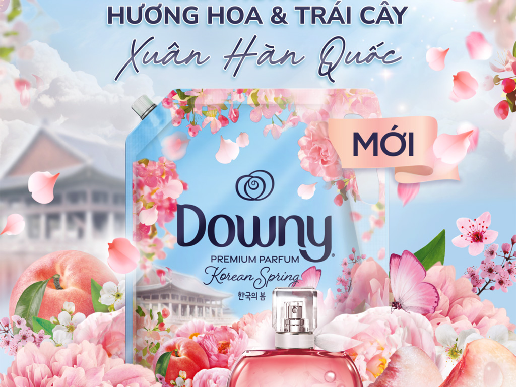 Nước xả vải Downy Xuân Hàn Quốc hương hoa & trái cây