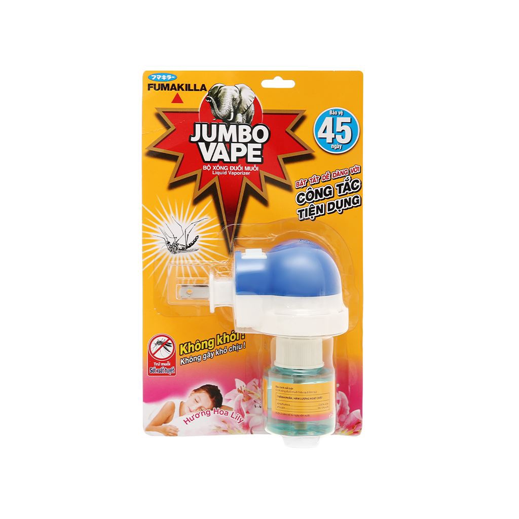 Máy xông đuổi muỗi và lọ tinh dầu Jumbo Vape - công nghệ Nhật Bản