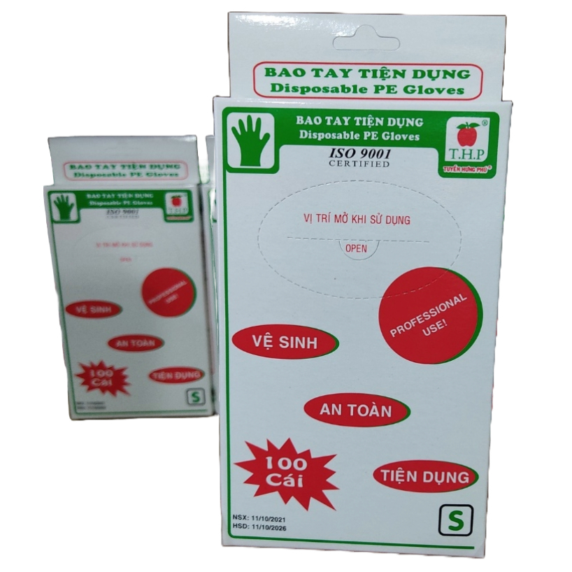 Hộp Bao tay xốp tiện dụng THP trong suốt an toàn vệ sinh thực phẩm -Hộp 100 cái