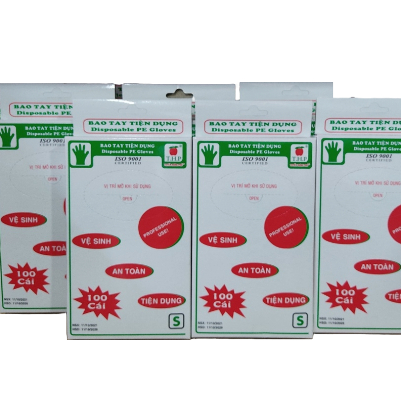 Hộp Bao tay xốp tiện dụng THP trong suốt an toàn vệ sinh thực phẩm -Hộp 100 cái