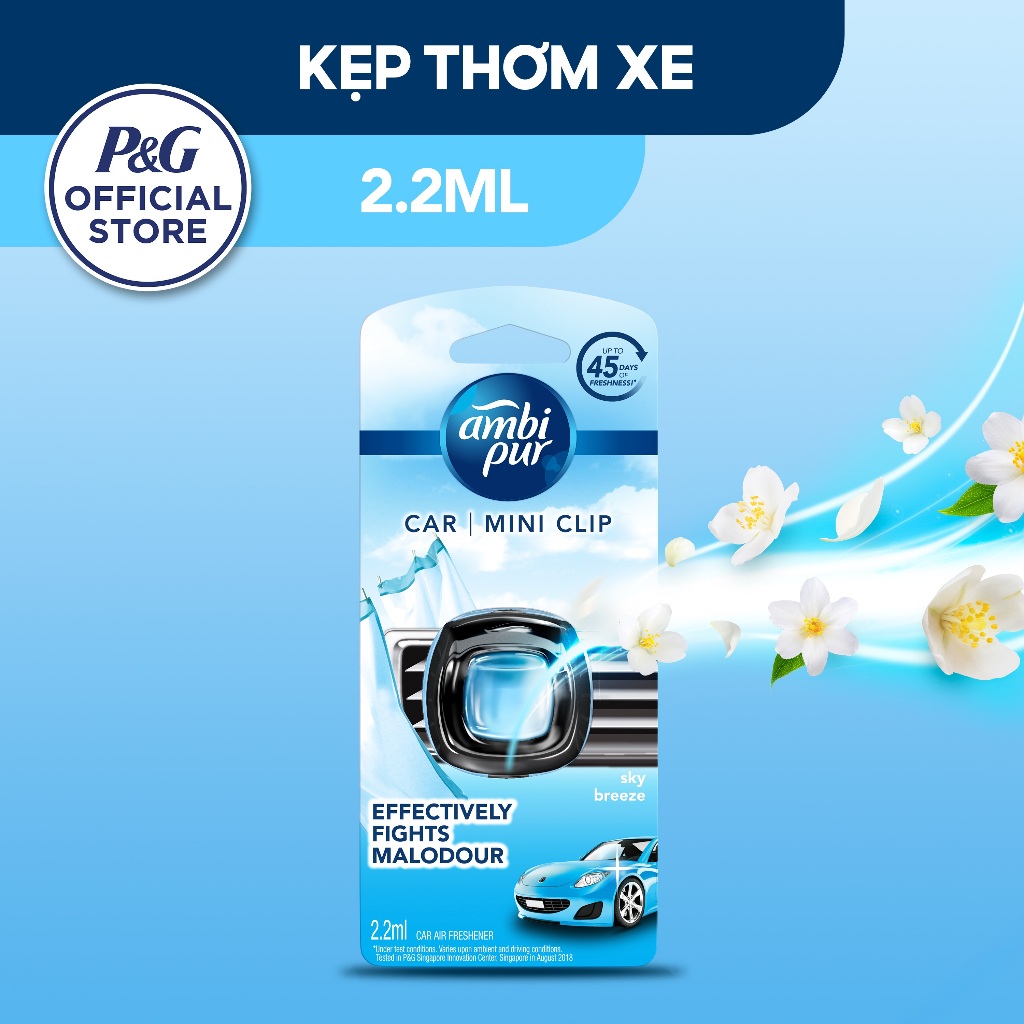 AMBI PUR Nước Hoa Xe Hơi Kẹp Cửa Gió Ô Tô Loại Bỏ & Ngăn 5 Mùi Hôi Hộp 2.2ml