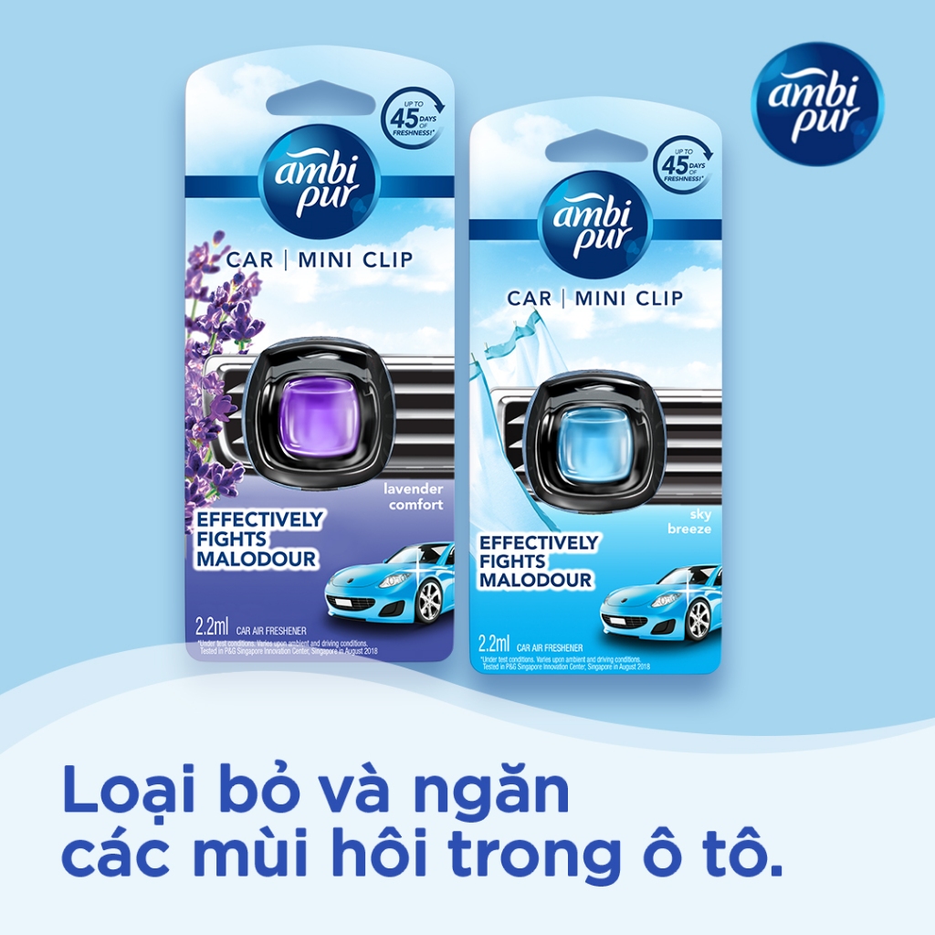 AMBI PUR Nước Hoa Xe Hơi Kẹp Cửa Gió Ô Tô Loại Bỏ & Ngăn 5 Mùi Hôi Hộp 2.2ml