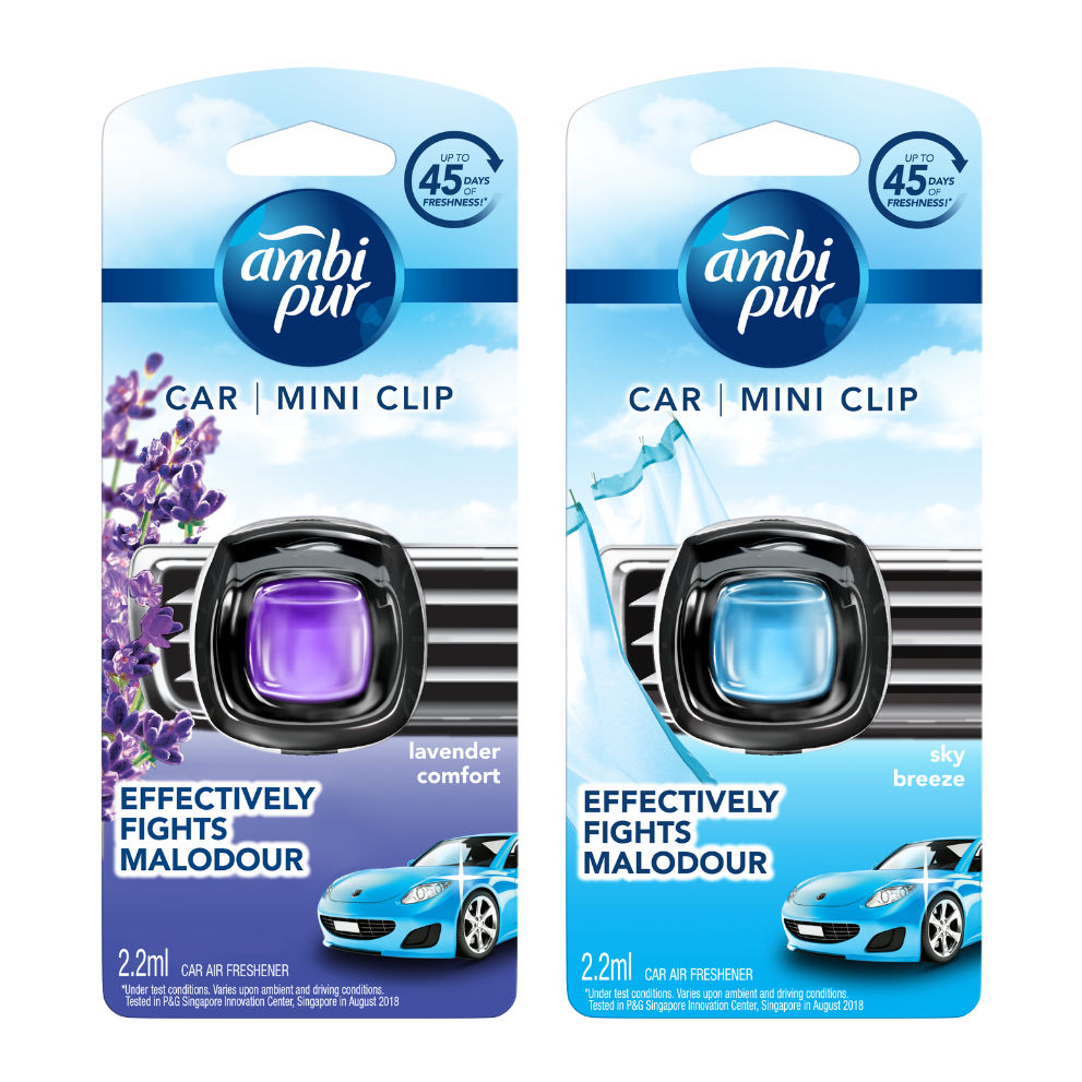 AMBI PUR Nước Hoa Xe Hơi Kẹp Cửa Gió Ô Tô Loại Bỏ & Ngăn 5 Mùi Hôi Hộp 2.2ml