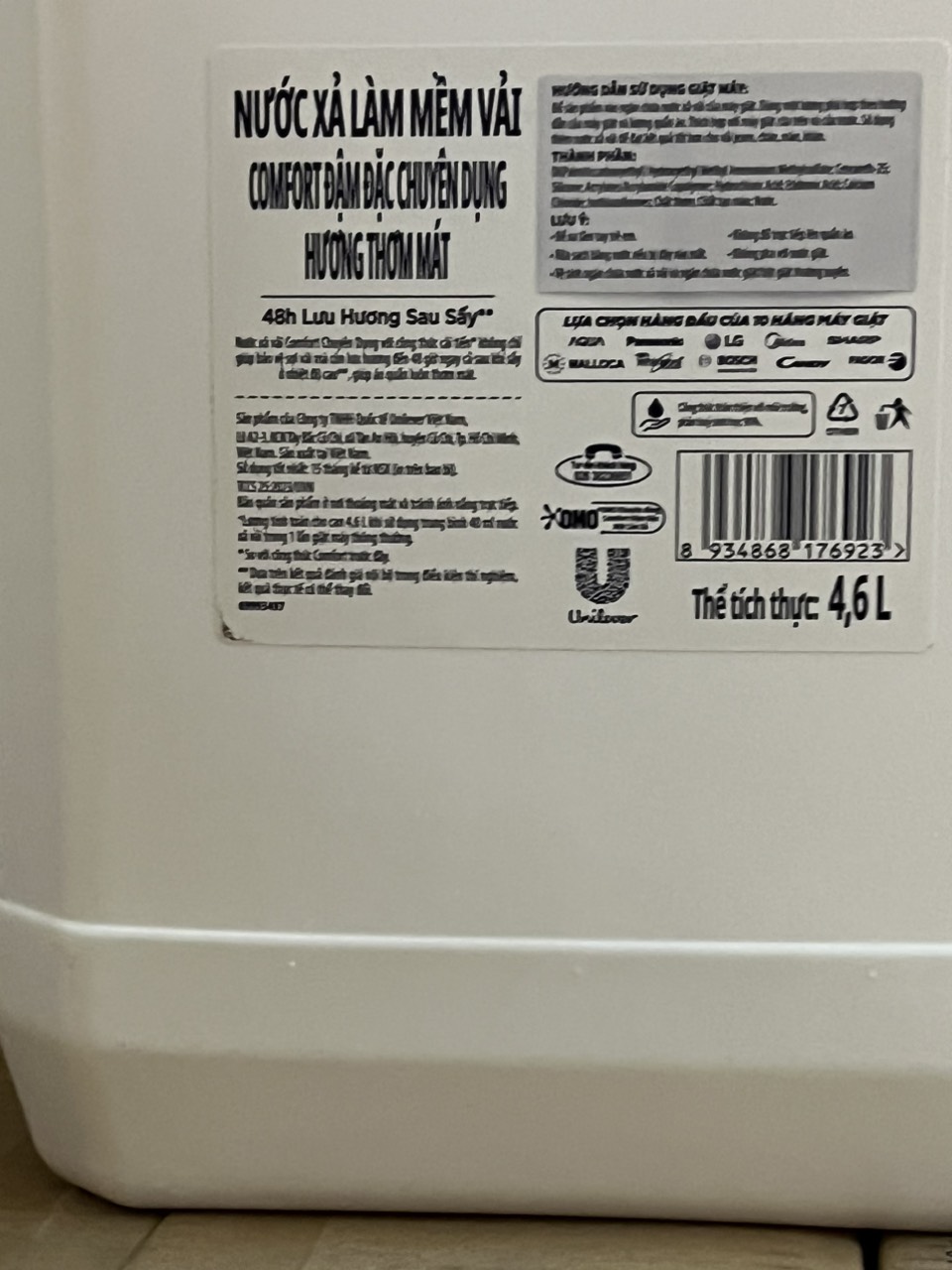 Comfort Nước Xả Vải Lưu Hương Sau Xấy - Can 4.6L.