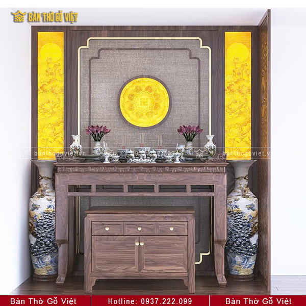 Bàn Thờ Đứng Gỗ Óc Chó Đẹp 153x67 GV-TD010