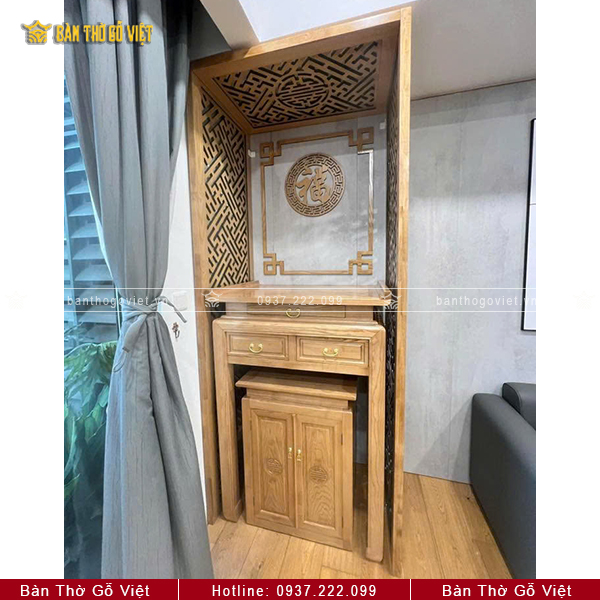 Bàn Thờ Đứng Gỗ Sồi Chung Cư 81x61 GV-TD015