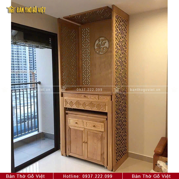 Bàn Thờ Đứng Gỗ Sồi Chung Cư 81x61 GV-TD015