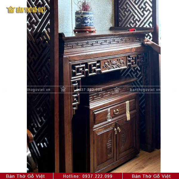 Bàn Thờ Chung Cư Gỗ Sồi Hiện Đại 107x61x127 GV-TD029