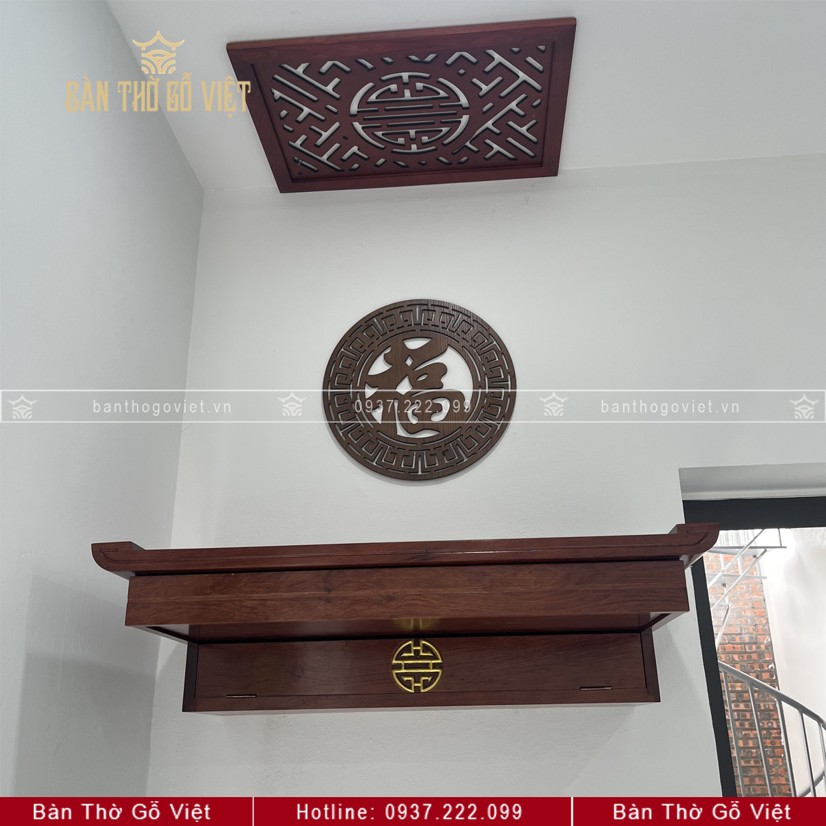 Bàn Thờ Treo Tường Gỗ Hương Tài Vượng GV-TR005