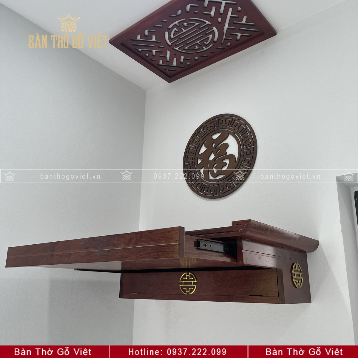 Bàn Thờ Treo Tường Gỗ Hương Tài Vượng GV-TR005