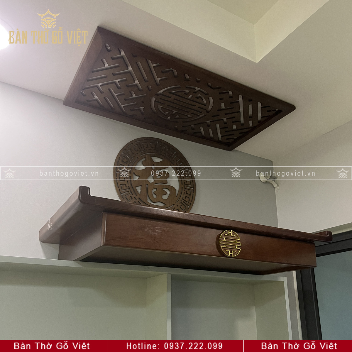 Bàn Thờ Treo Tường Gỗ Hương Cao Cấp GV-TR111