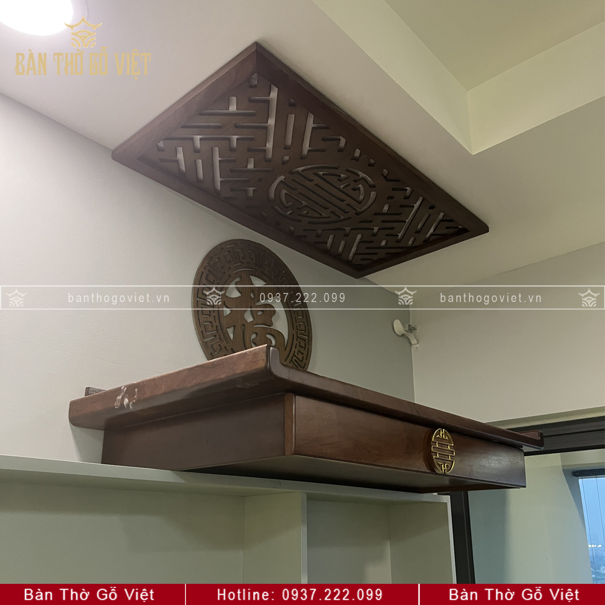 Bàn Thờ Treo Tường Gỗ Hương Cao Cấp GV-TR111