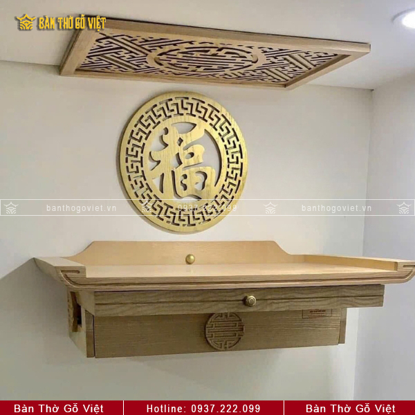 Bàn Thờ Treo Tường 89x48 Gỗ Sồi Đẹp GV-TR116
