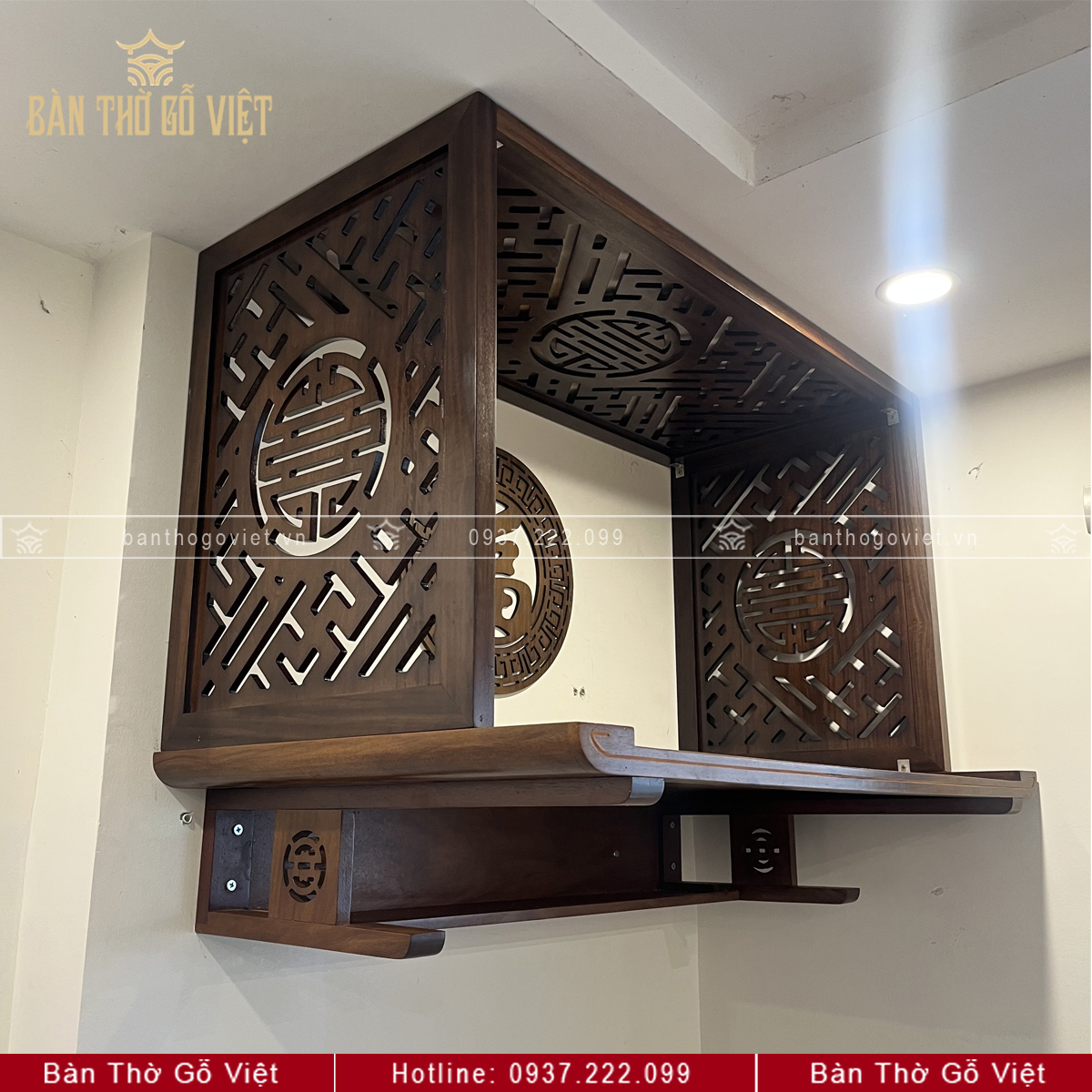 Bàn Thờ Treo Tường Chân Thọ Gỗ Cẩm GV-TR003