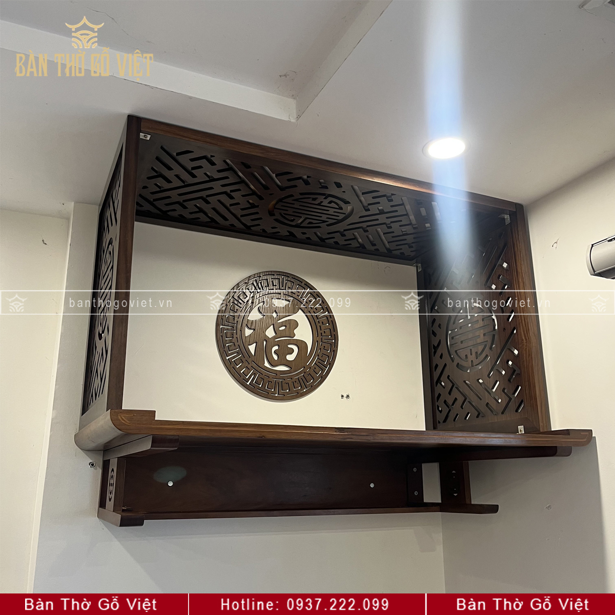 Bàn Thờ Treo Tường Chân Thọ Gỗ Cẩm GV-TR003