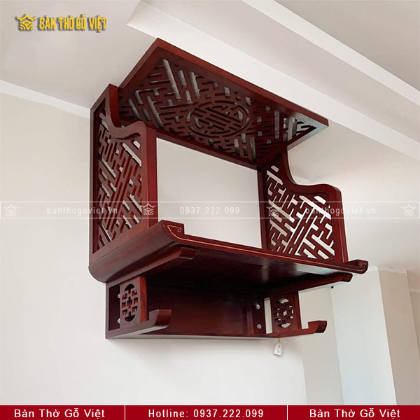 Combo Bàn Thờ Treo Tường Gỗ Sồi Truyền Thống 61x41 GV-TR107