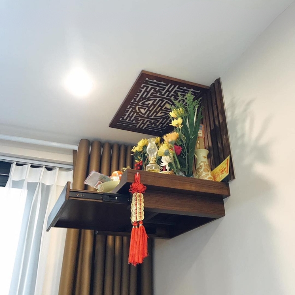 Bàn Thờ Treo Tường Ngăn Kéo Màu Cánh Gián GV-TR105