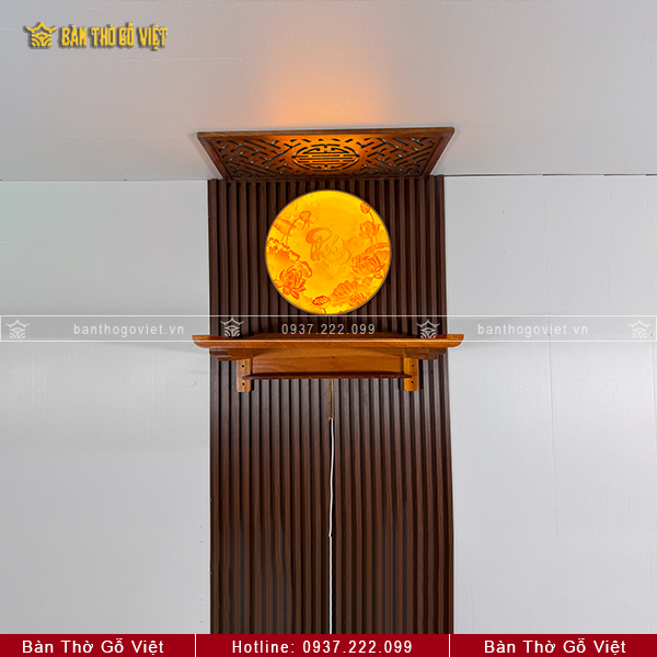 Bàn Thờ Treo Tường Gỗ Gõ Đỏ Chân Bắp Đẹp GV-TR019