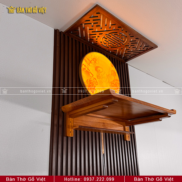 Bàn Thờ Treo Tường Gỗ Gõ Đỏ Chân Bắp Đẹp GV-TR019