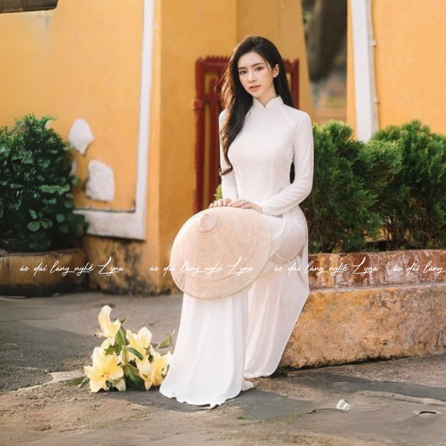 Áo Dài Màu Trắng Học Sinh Truyền Thống 4 Tà Chiffon Tay Dài Ôm Eo, Tôn Vóc Dáng Thanh Lịch Cuốn Hút