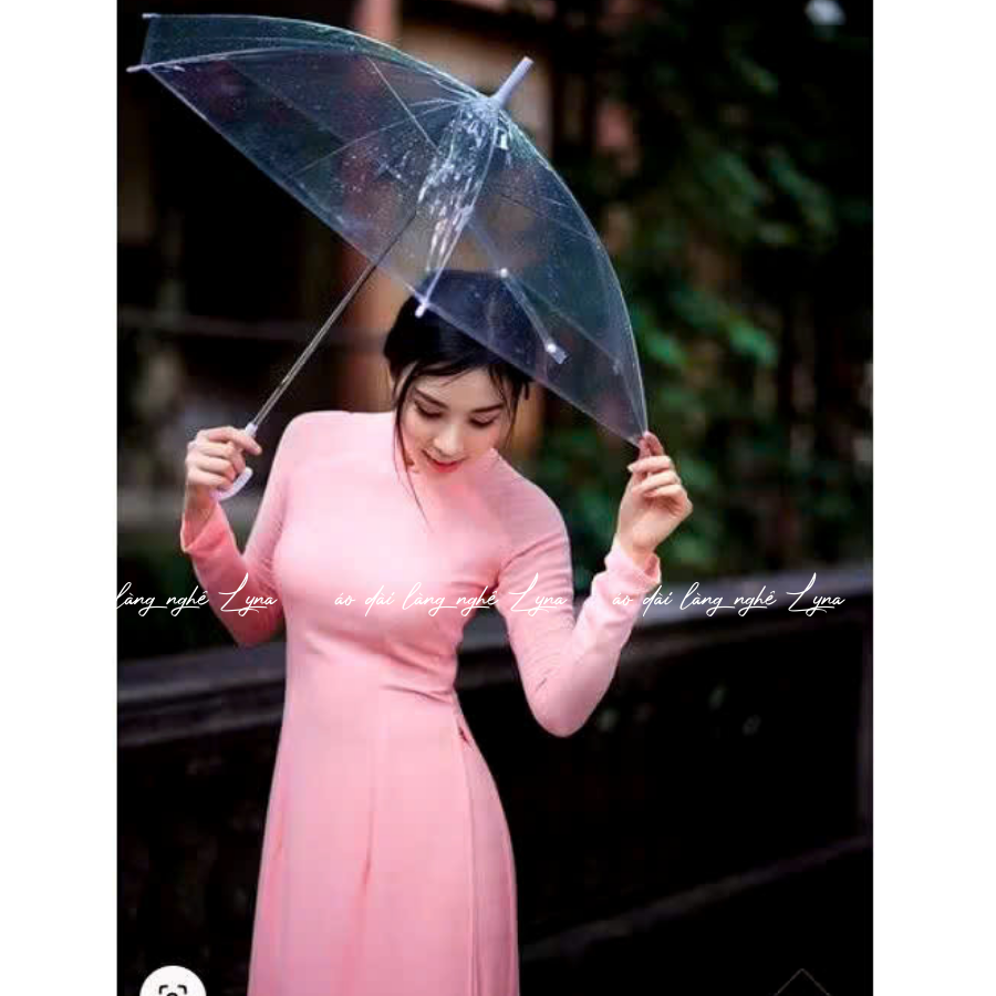 Áo Dài Màu Hồng Dâu Truyền Thống 4 Tà Chiffon Tay Dài Ôm Eo, Tôn Vóc Dáng Thanh Lịch Cuốn Hút