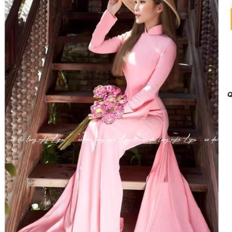 Áo Dài Màu Hồng Dâu Truyền Thống 4 Tà Chiffon Tay Dài Ôm Eo, Tôn Vóc Dáng Thanh Lịch Cuốn Hút