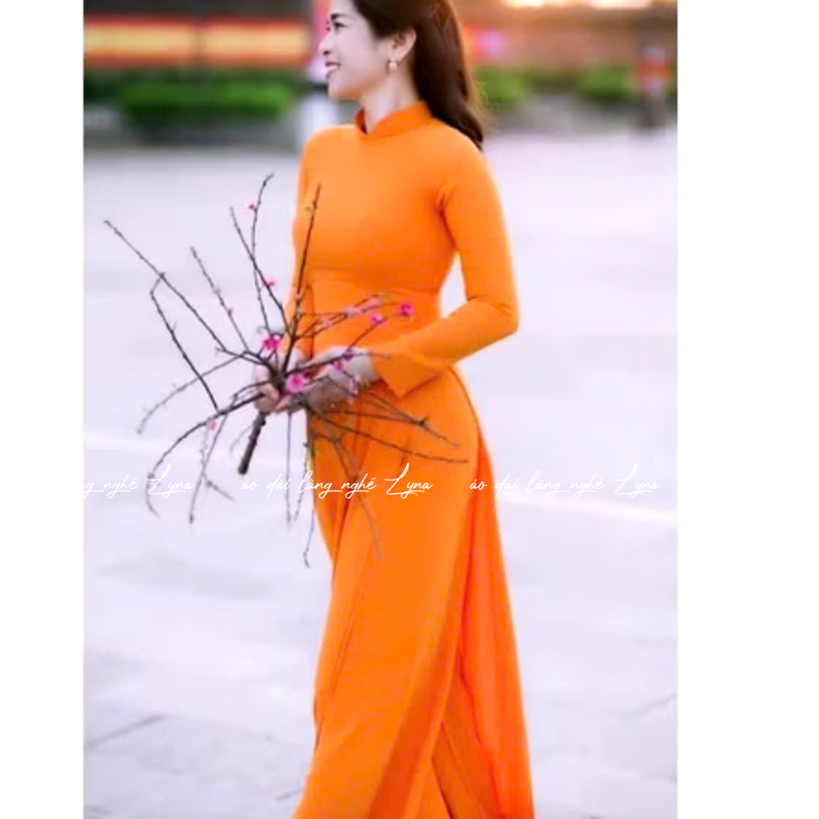 Áo Dài Màu Cam Cà Rốt Truyền Thống 4 Tà Chiffon Tay Dài Ôm Eo, Tôn Vóc Dáng Thanh Lịch Cuốn Hút