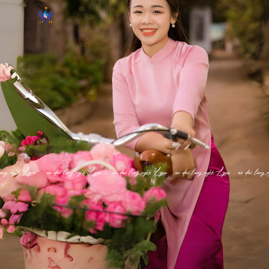Áo Dài Xưa Màu Hồng Phấn, Áo Dài Dáng Suông Vải Lụa Mềm Mịn Cổ 2,5 Phân Tay Lỡ Phong Cách Cổ Điển Và Hiện Đại | Áo dài Lyna
