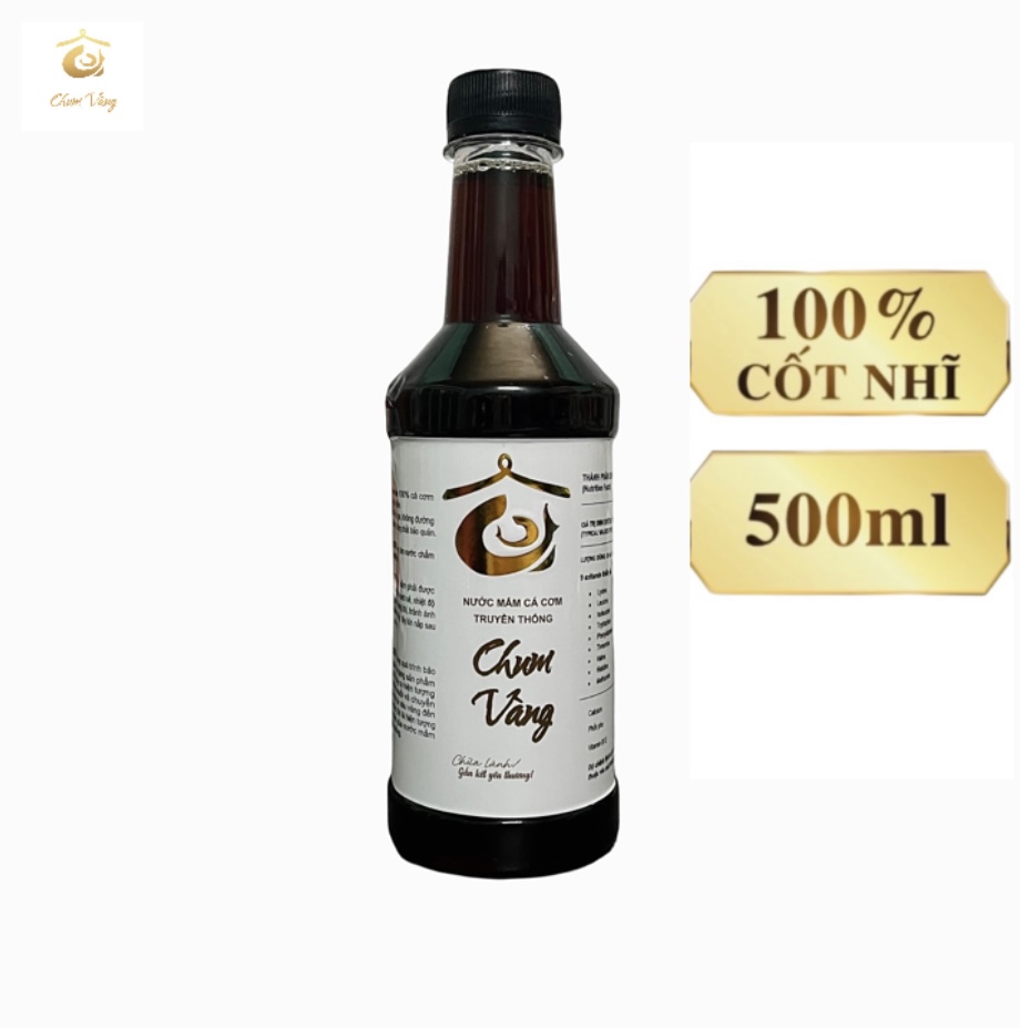 [ HÀNG ĐẶT TRƯỚC] Nước mắm cốt nguyên chất cá cơm truyền thống Chum Vàng - Chữa Lành 500ml