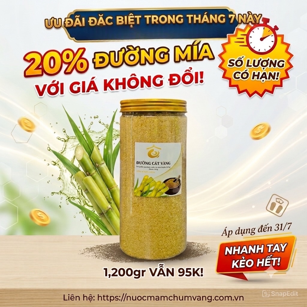 Đường Cát Vàng 1.200g ( Đường mía không biến đổi Gen)