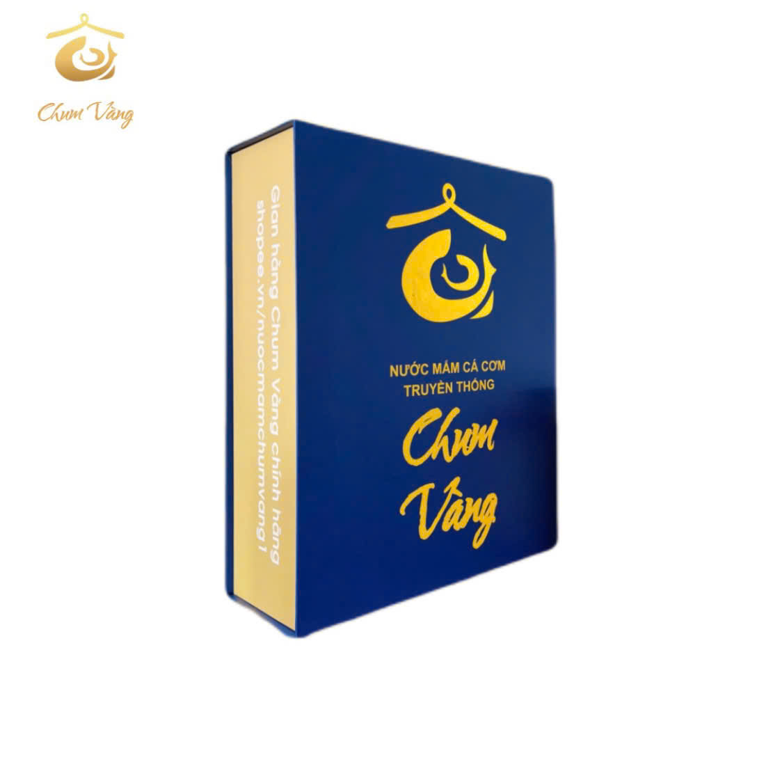 (Hộp Quà Tặng Cao Cấp gồm 2 Chai 500ml) - Nước Mắm Cá Cơm Cốt Nguyên Chất Chum Vàng