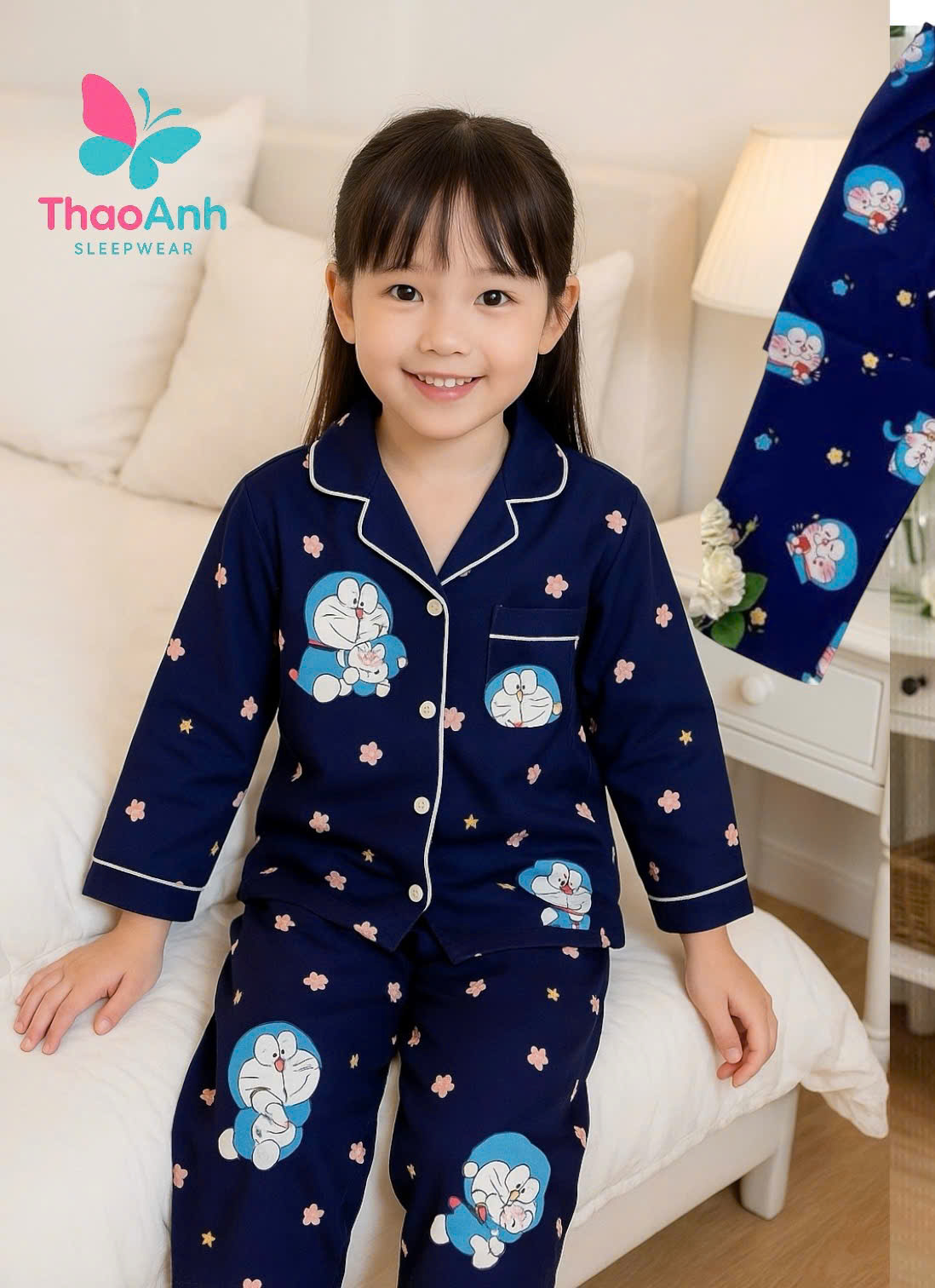 Bộ Pijama lụa 3D bé gái bận siêu mát - Đủ size