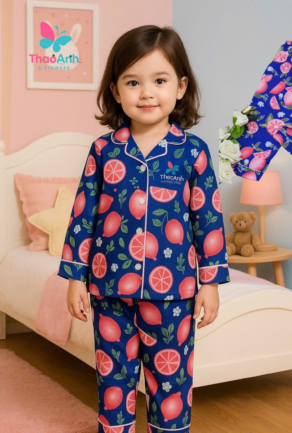Bộ Pijama lụa 3D bé gái bận siêu mát - Đủ size