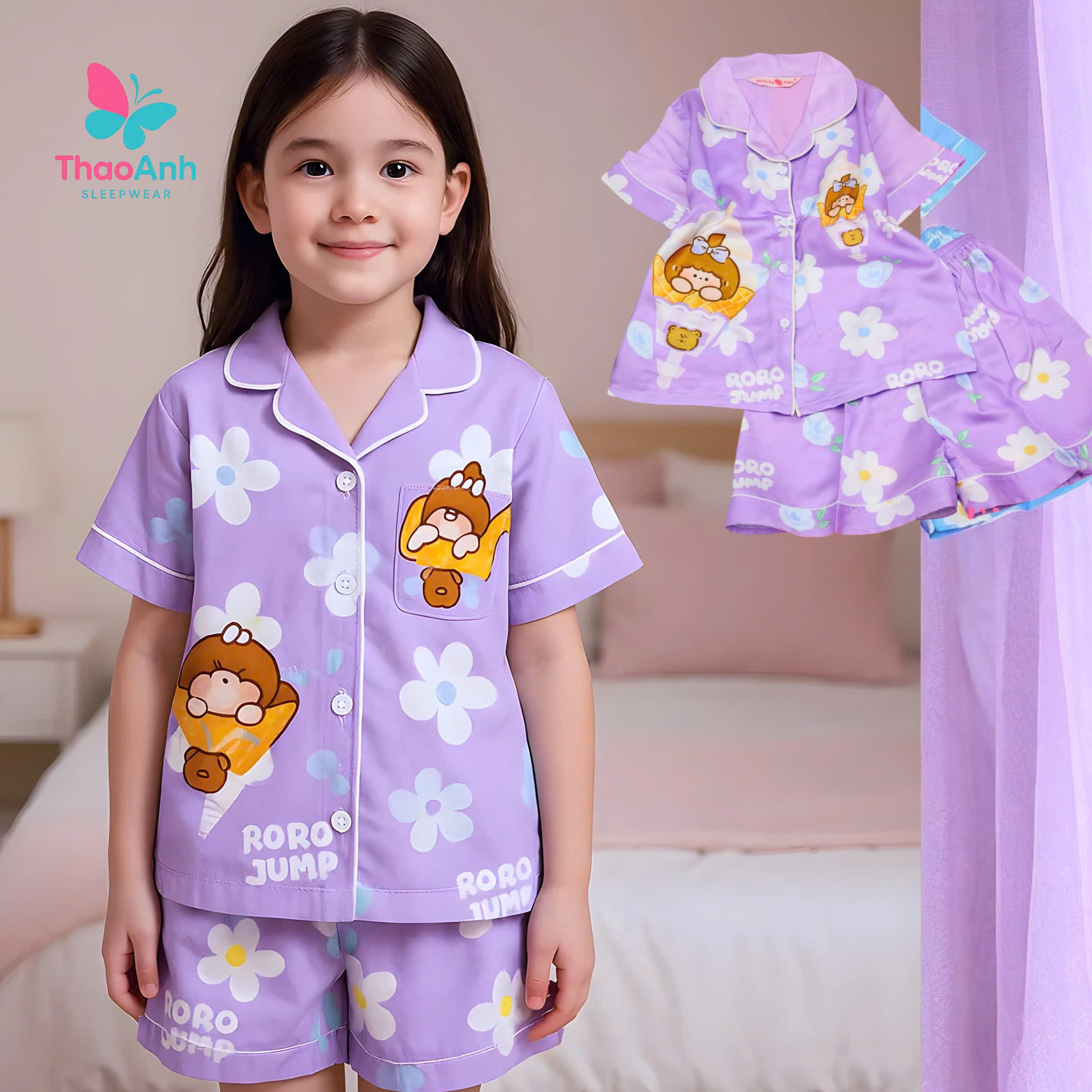 Đồ ngủ bận nhà cho bé gái - Chất vải LATIN cao cấp, mềm mịn, ĐỦ SIZE