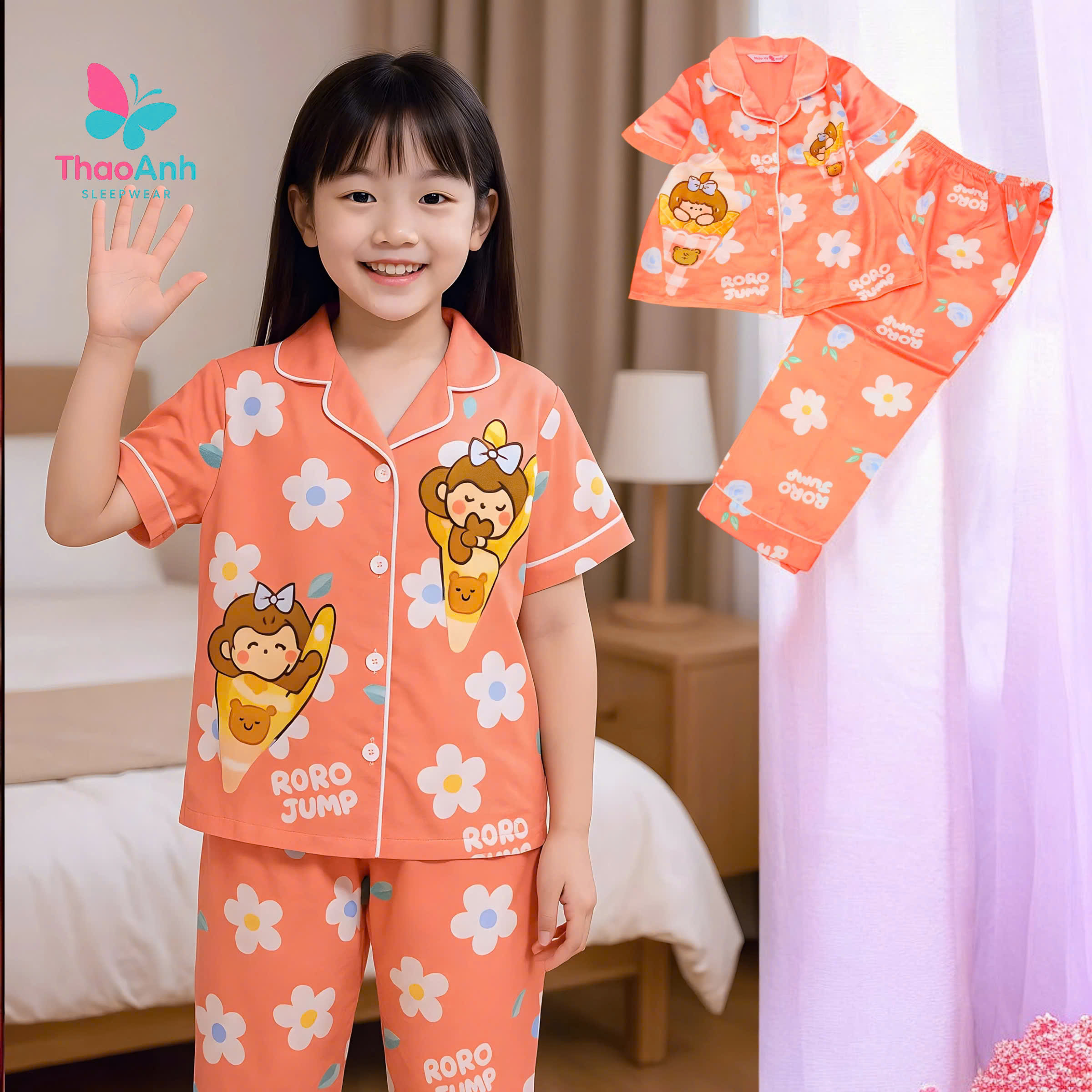 Bộ đồ ngủ trẻ em bận nhà siêu mát - Vải lụa LATIN CAO CẤP CHO BÉ = ĐỦ SIZE