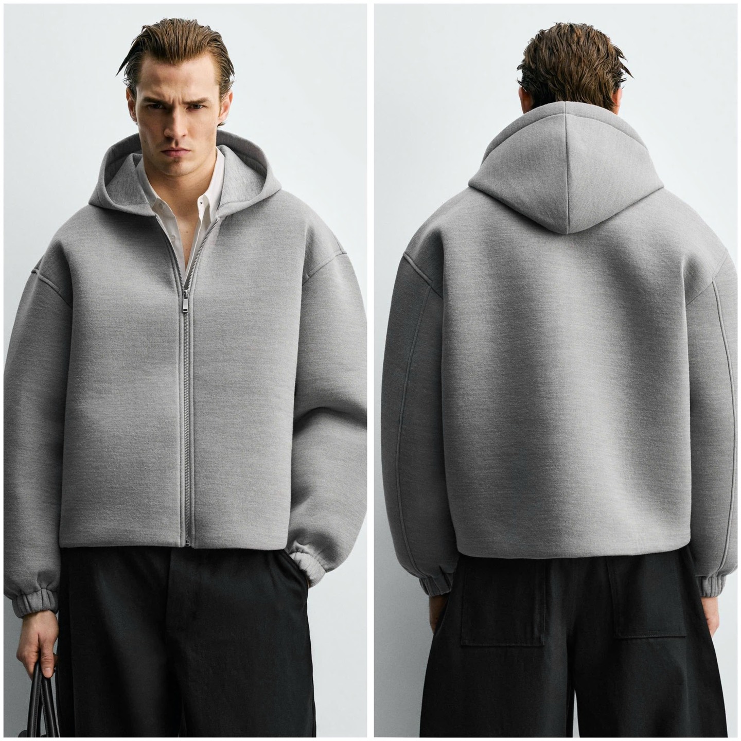 Áo Hoodie zip ZR Xám