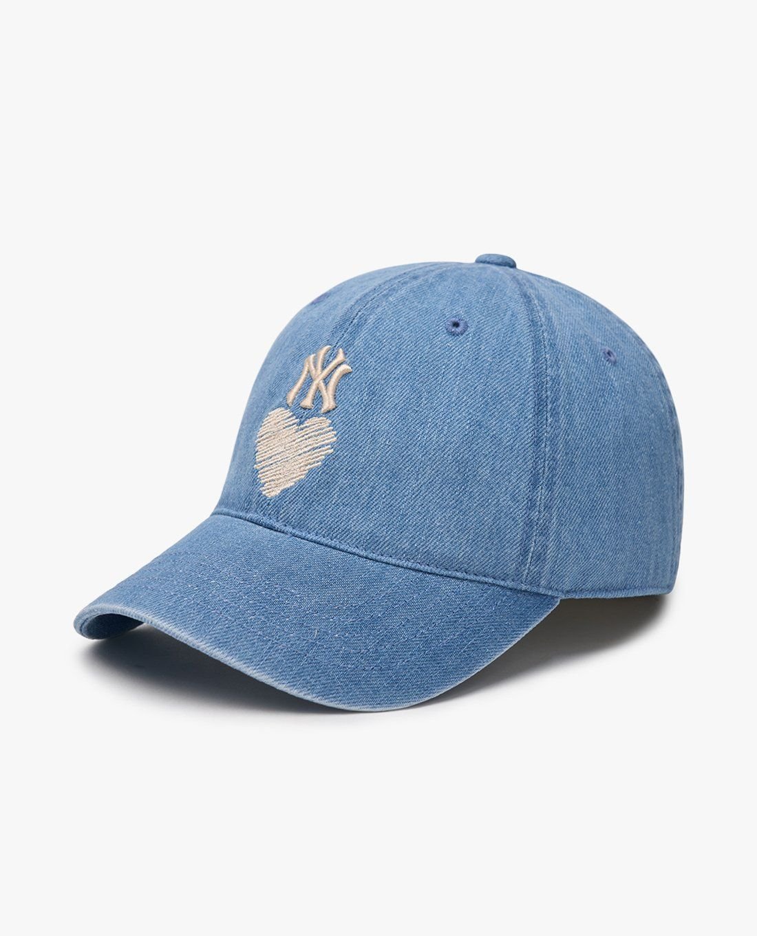 Mũ MLB Jeans Trái Tim - Xanh Nhạt