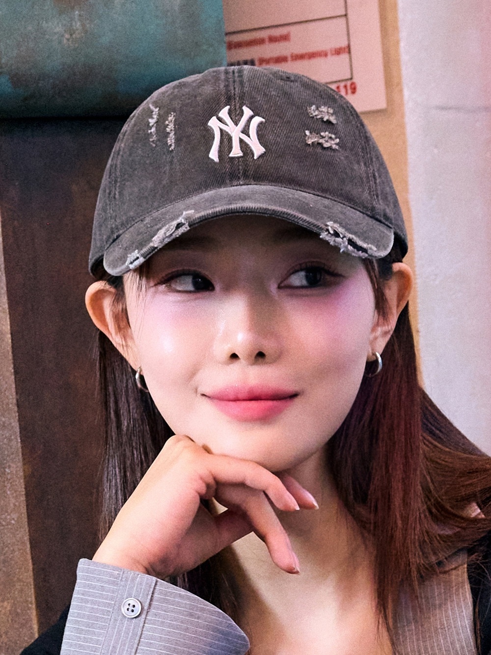 Mũ MLB Jeans Logo Thêu - Xám