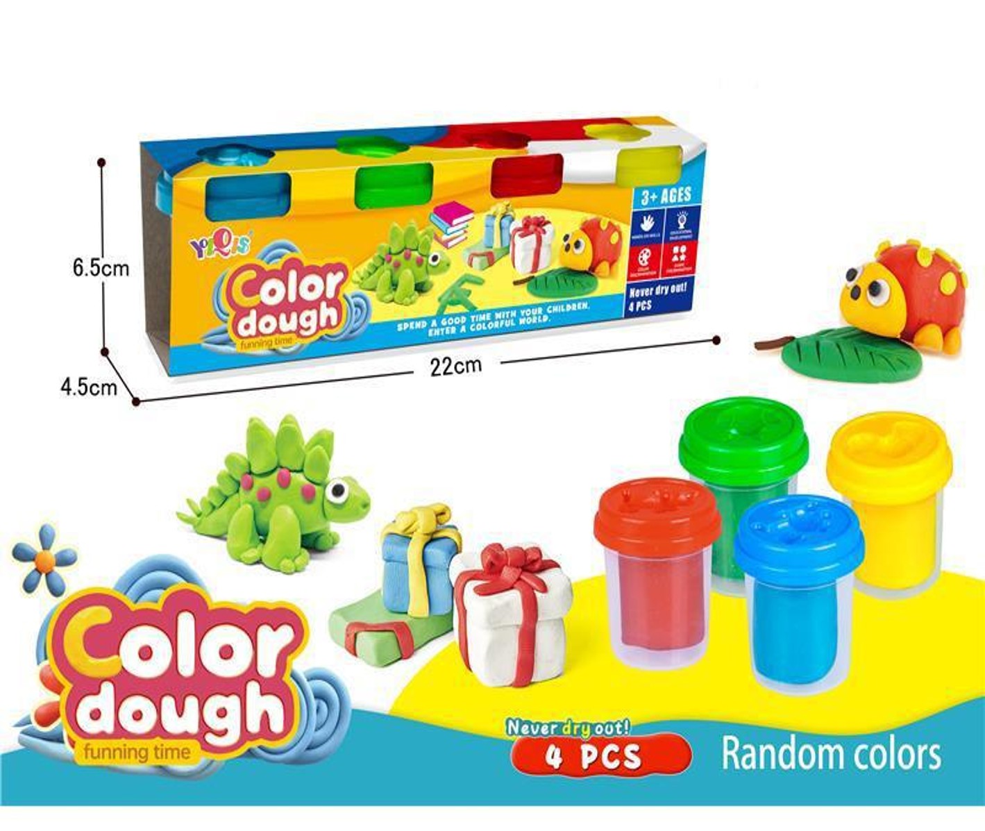 Đồ chơi đất nặn 4 màu-  6868
